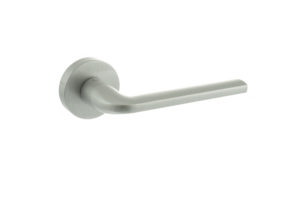 CleanTouch Anti-Bac Forme Milly Lever Door Handle on Minimal Round Rose - Satin Chrome