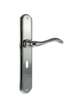 Forme Valence Solid Brass Key Lever Door Handle on Backplate - Polished Chrome