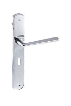 Forme Brigette Solid Brass Key Lever Door Handle on Backplate - Polished Chrome