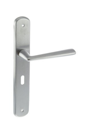 Forme Brigette Solid Brass Key Lever Door Handle on Backplate - Satin Chrome
