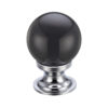 Black Glass Ball Cupboard Knobs (25mm Or 30mm), Polished Chrome Base