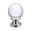 Clear Glass Ball Cupboard Knobs (25mm Or 30mm), Polished Chrome Base
