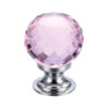 Pink Facetted Glass Ball Cupboard Knobs (25mm Or 30mm), Polished Chrome Base