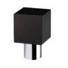 Black Glass Cube Cupboard Knobs (25mm OR 30mm), Polished Chrome