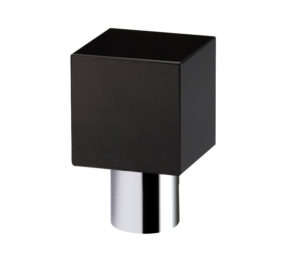 Black Glass Cube Cupboard Knobs (25mm OR 30mm), Polished Chrome