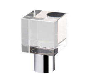 Clear Glass Cube Cupboard Knobs (25mm OR 30mm), Polished Chrome