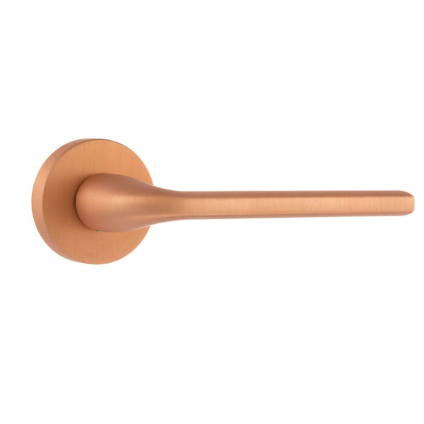 Forme Milly Lever Door Handle on Minimal Round Rose - Urban Satin Copper