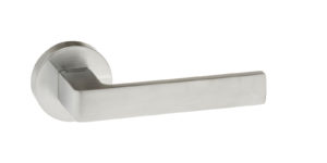 Forme Asti Lever Door Handle on Minimal Round Rose - Satin Chrome