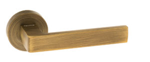 Forme Asti Lever Door Handle on Minimal Round Rose - Yester Bronze