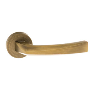 Forme Crystal Lever Door Handle on Minimal Round Rose - Yester Bronze