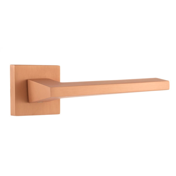 Forme Lorena Lever Door Handle on Minimal Square Rose - Urban Satin Copper