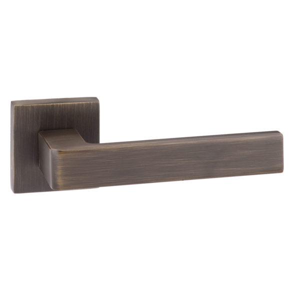 Forme Asti Lever Door Handle on Minimal Square Rose - Urban Bronze