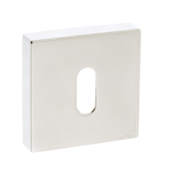 Forme Key Escutcheons on Minimal Square Rose - Polished Nickel