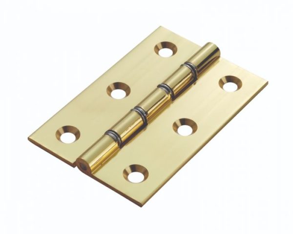Carlisle Brass HDSW1 Hinge - Double Steel Washered Brass Butt C/W No 8 Eb Screws Polished/Lacquered