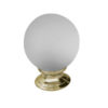 Frosted Glass Cupboard Door Knob, Polished Brass
