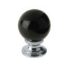 Black Coloured Plain Ball Glass Cupboard Door Knob, Polished Chrome