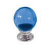 Blue Coloured Plain Ball Glass Cupboard Door Knob, Polished Chrome