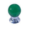Green Coloured Plain Ball Glass Cupboard Door Knob, Polished Chrome