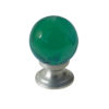 Green Coloured Plain Ball Glass Cupboard Door Knob, Satin Chrome