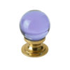 Purple Coloured Plain Ball Glass Cupboard Door Knob, Polished Brass
