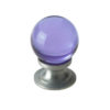 Purple Coloured Plain Ball Glass Cupboard Door Knob, Satin Chrome