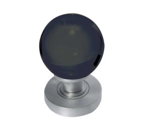 Black Coloured Plain Ball Glass Mortice Door Knob, Satin Chrome (sold in pairs)