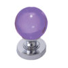 Purple Coloured Plain Ball Glass Mortice Door Knob, Polished Chrome (sold in pairs)