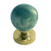 Jade Green Marble Mortice Door Knob, Polished Brass (sold in pairs)