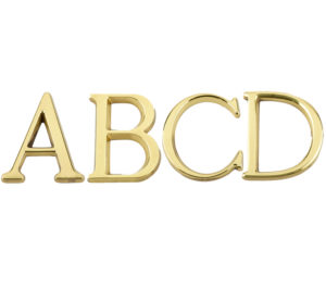 Pin Fix Letters (A-D), Polished Brass