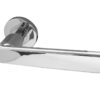Sandrine Door Handles On Round Rose, Polished Stainless Steel (sold in pairs)
