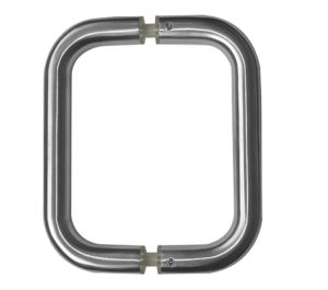 D Shaped Pull Handles (19mm or 22mm Bar Diameter) Back To Back Fixing, Satin Stainless Steel (sold in pairs)