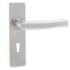 Luma Door Handles On Backplate, Satin Stainless Steel (sold in pairs)