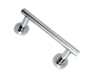 Straight Pull Handle On Rose (174mm OR 250mm c/c), Polished Chrome