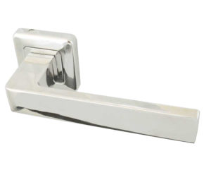Mariani Kate Door Handles On Square Rose, Polished Chrome (sold in pairs)