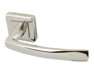 Mariani Baleno Door Handles On Square Rose, Polished Chrome (sold in pairs)