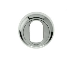 Frelan Hardware Oval Profile Bevelled Escutcheon, Polished Chrome