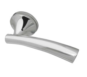 Paja Canto Door Handles On Round Rose, Polished Chrome (sold in pairs)