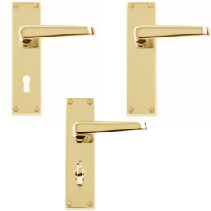 Jovian Victorian Door Handle On Backplate - Polished Brass Finish