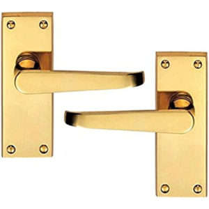 Lever Latch Door Handle (Straight) - 120x40mm - Polished Brass Finish