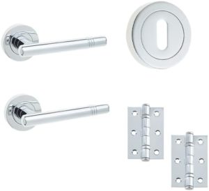 IRONMONGERY SOLUTIONS Lock Pack of Door Handle in Polished Chrome Finish