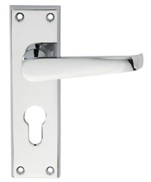 Carlisle Brass M30YCP Victorian Lever On Backplate - Lock Euro Profile 47.5mm C/C Polished Chrome