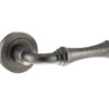 Old English Durham Lever Door Handle on Round Rose - Distressed Silver