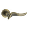 Old English Oxford Lever Door Handle on Round Rose - Matt Antique Brass