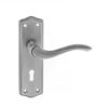 Old English Warwick Key Lever Door Handle on Backplate - Matt Gun Metal