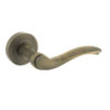 Old English Warwick Lever Door Handle on Round Rose - Matt Antique Brass