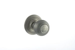 Atlantic Old English Ripon Solid Brass Reeded Mortice Knob, Distressed Silver - OE50RMKDS (sold in pairs)
