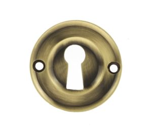 Atlantic Old English Solid Brass Standard Profile Round Escutcheon, Antique Brass - OERKEAB (sold in pairs)