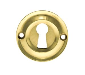 Atlantic Old English Solid Brass Standard Profile Round Escutcheon, Polished Brass - OERKEPB (sold in pairs)