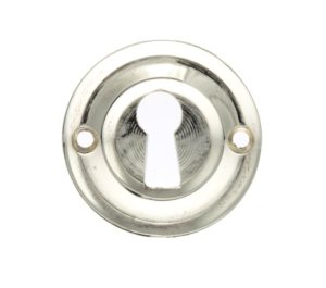 Atlantic Old English Solid Brass Standard Profile Round Escutcheon, Polished Nickel - OERKEPN (sold in pairs)