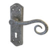 Royal Door Handles On Backplate, Pewter Finish (Sold In Pairs)